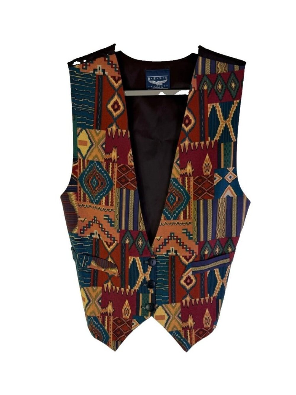 Vintage 90s Vest Jacket Rainbow Western Navajo Country Streetwear USA